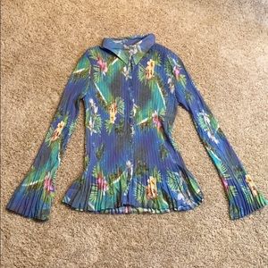 Button down pleated blouse